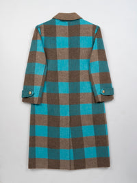 Wool  coat with Blue-White Check Pattern