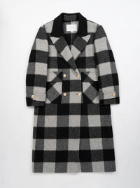 Wool  coat with Zebra Two-Tone Plaid