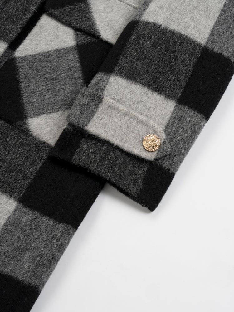 Wool  coat with Zebra Two-Tone Plaid