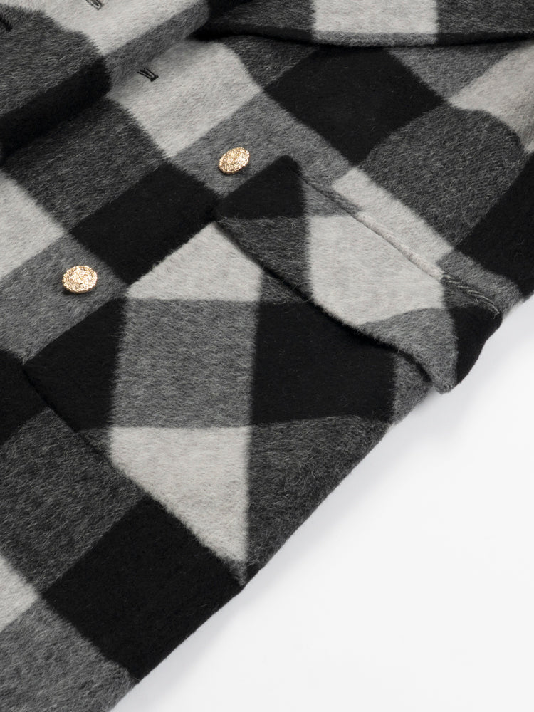 Wool  coat with Zebra Two-Tone Plaid