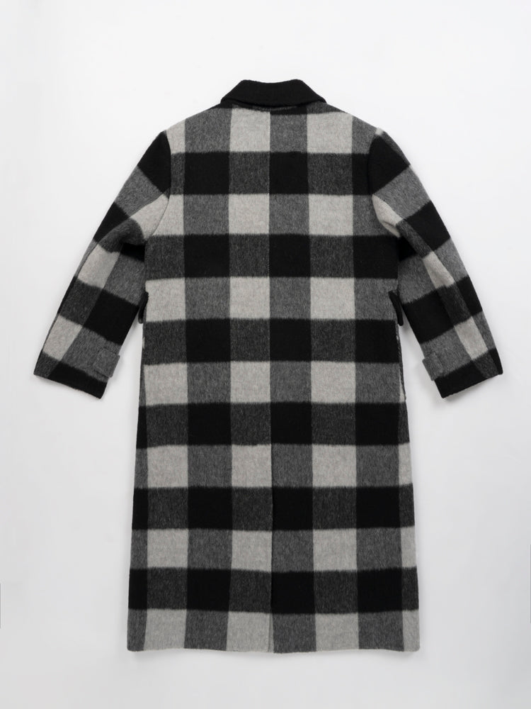 Wool  coat with Zebra Two-Tone Plaid