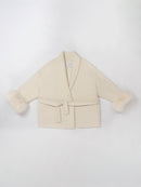 Wool coat with Minimalist Cropped Robe-Style