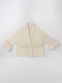 Wool coat with Minimalist Cropped Robe-Style