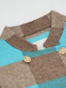 Wool coat women with Blue-White Check Pattern