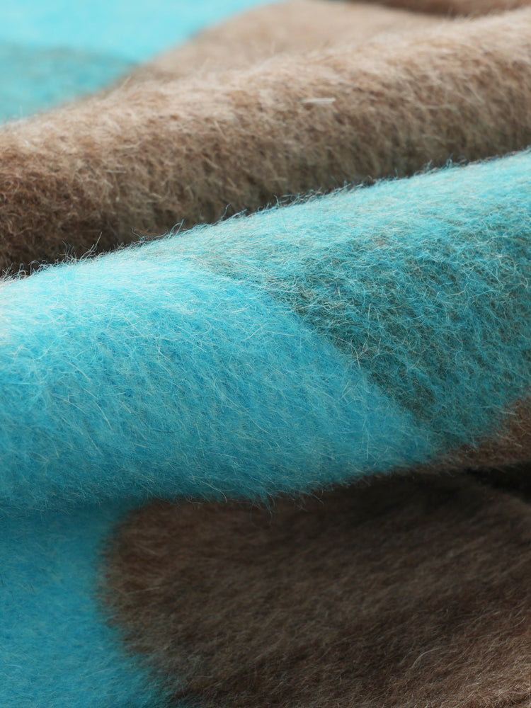 Wool coat women with Blue-White Check Pattern