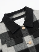 Wool coat wish women cropped zebra two-tone plaid