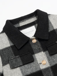 Wool coat wish women cropped zebra two-tone plaid