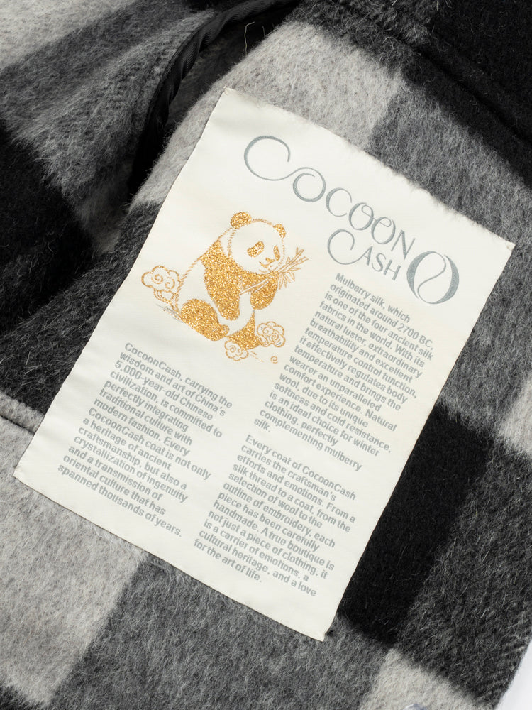 Wool coat wish women cropped zebra two-tone plaid