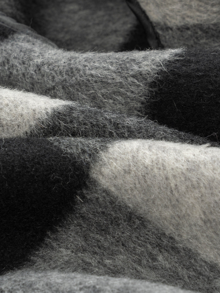 Wool coat wish women cropped zebra two-tone plaid