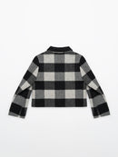 Wool coat wish women cropped zebra two-tone plaid