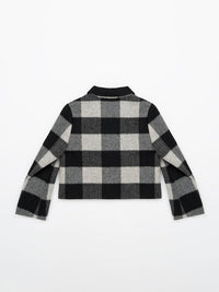 Wool coat wish women cropped zebra two-tone plaid