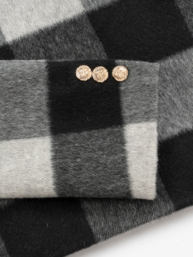 Wool coat wish women cropped zebra two-tone plaid