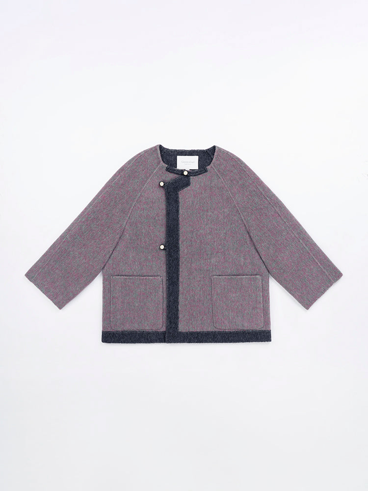 Wool  coat women with Diagonal Cut