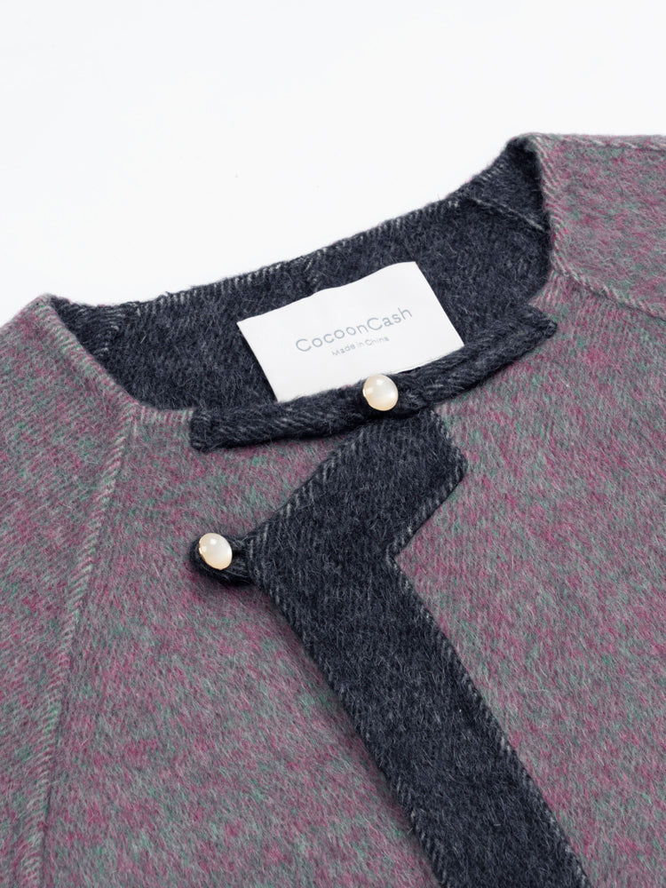 Wool  coat women with Diagonal Cut