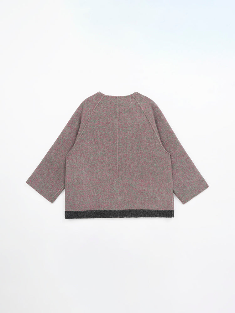 Wool  coat women with Diagonal Cut