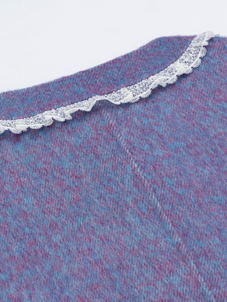 Wool  coat with Lace-Trimmed Collar