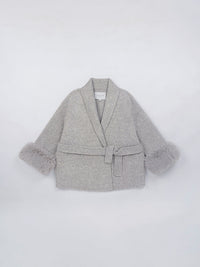 Wool coat with Minimalist Cropped Robe-Style