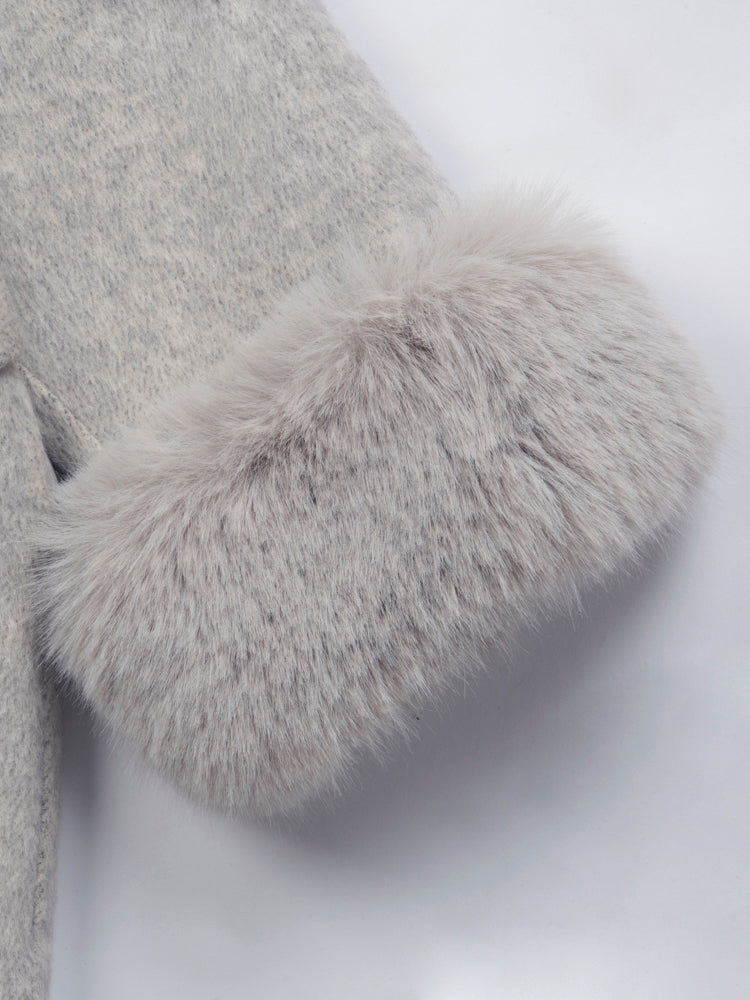 Wool coat with Minimalist Cropped Robe-Style