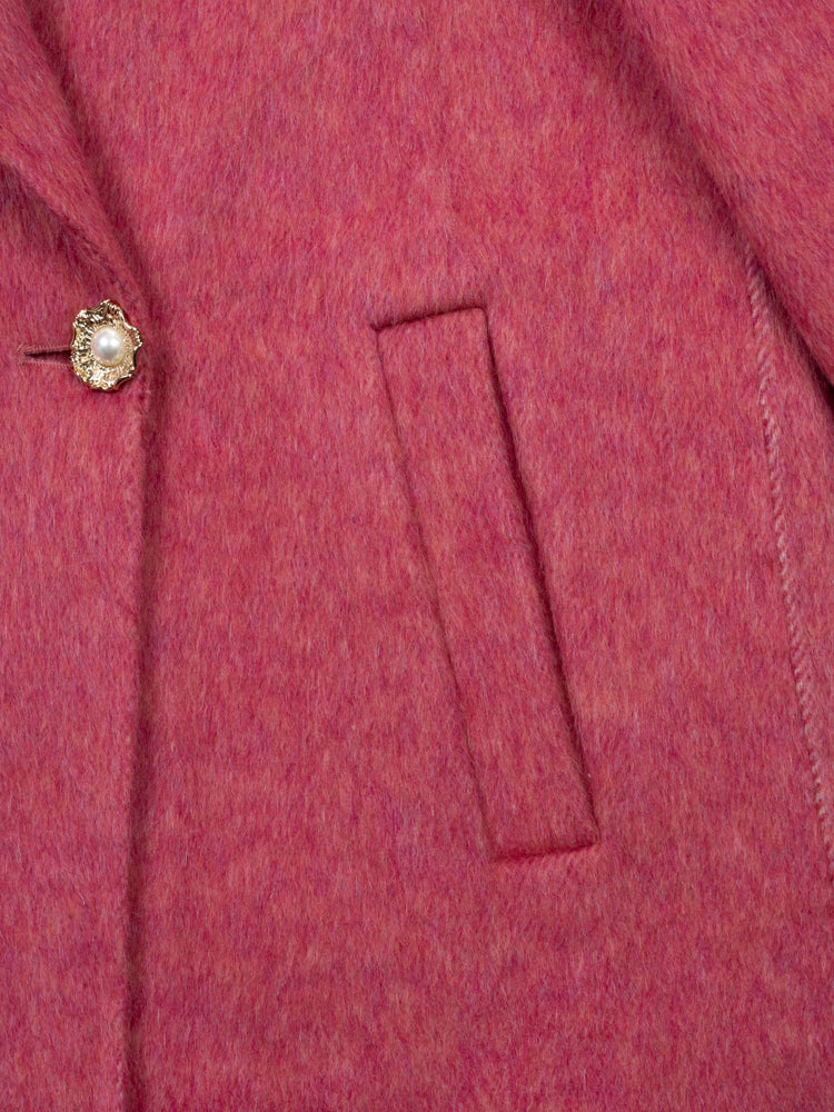 Wool coat women with Lotus buckle