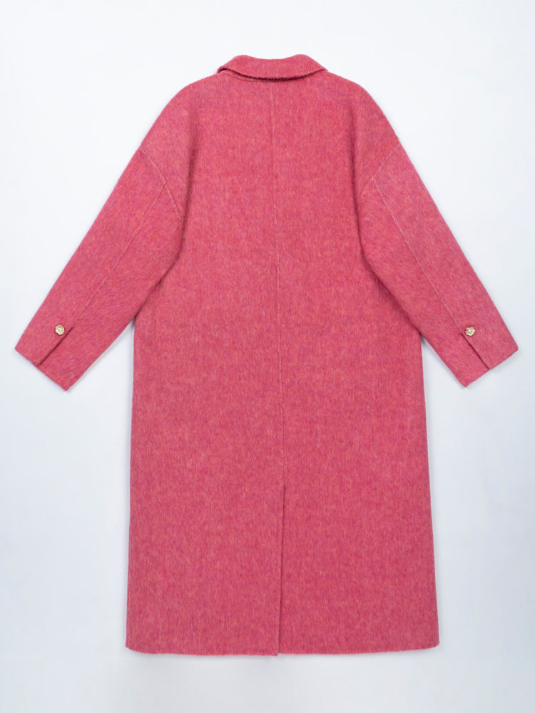 Wool coat women with Lotus buckle