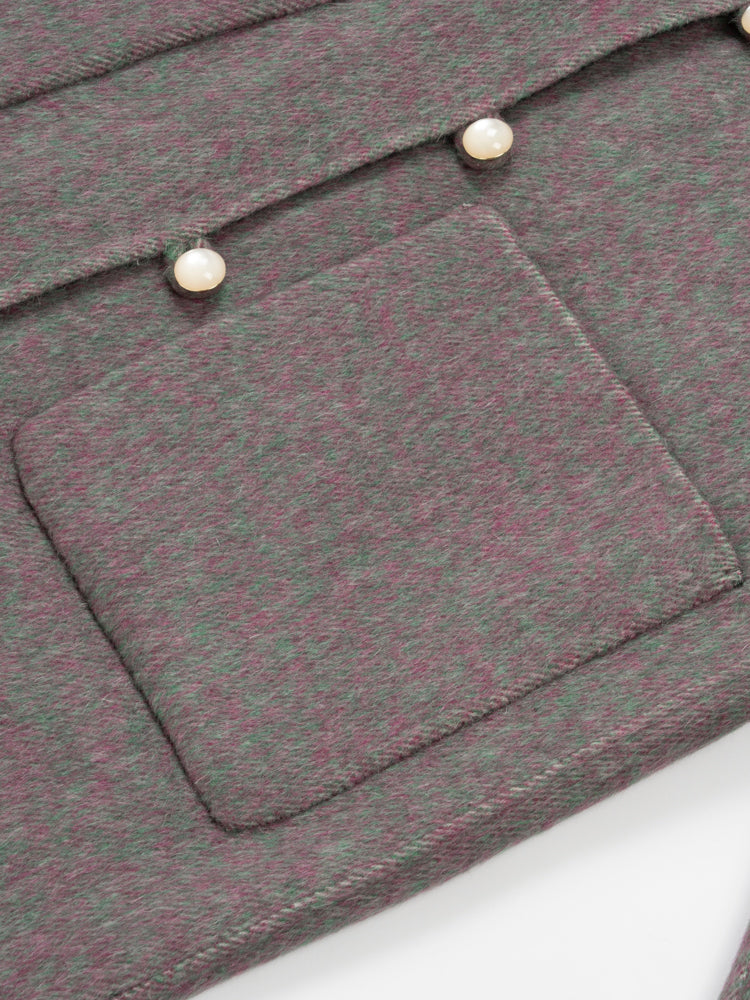 Wool coat women with Round Neck & Pearl Buttons