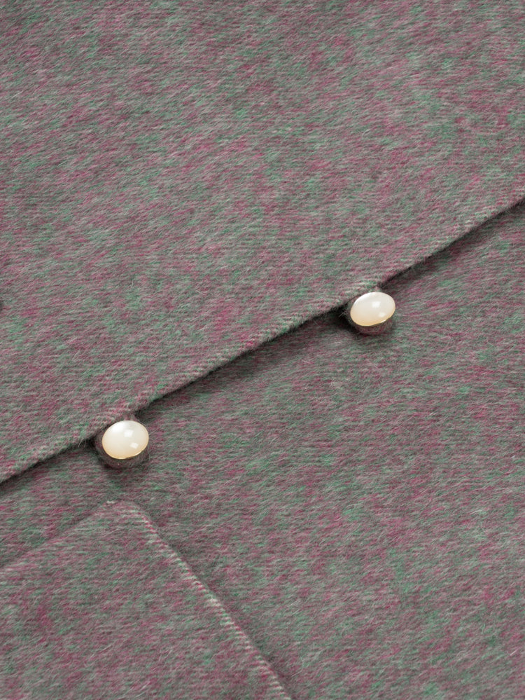 Wool coat women with Round Neck & Pearl Buttons