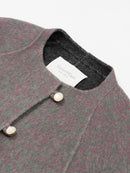 Wool coat women with Round Neck & Pearl Buttons