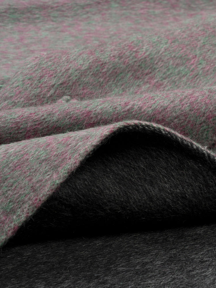 Wool coat women with Round Neck & Pearl Buttons