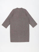 Wool coat women with Round Neck & Pearl Buttons