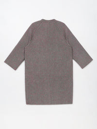 Wool coat women with Round Neck & Pearl Buttons