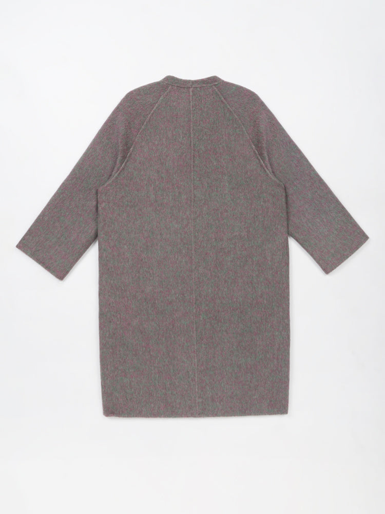 Wool coat women with Round Neck & Pearl Buttons