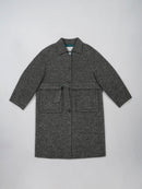 Wool  coat with Mandarin Collar and Long Belt