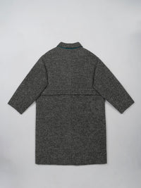 Wool  coat with Mandarin Collar and Long Belt