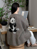 Wool coat with Exquisite Panda Embroidery