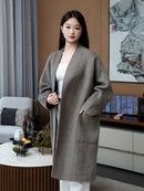 Wool coat with Oriental Panda Embroidery