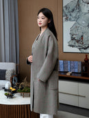 Wool coat with Oriental Panda Embroidery