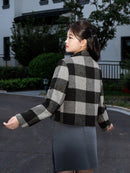 Wool coat women with Zebra Two-Tone Plaid
