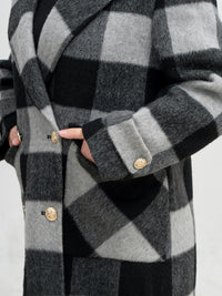 Wool coat women with Zebra Two-Tone Plaid