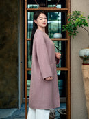 Wool coat with Round Neck & Pearl Buttons