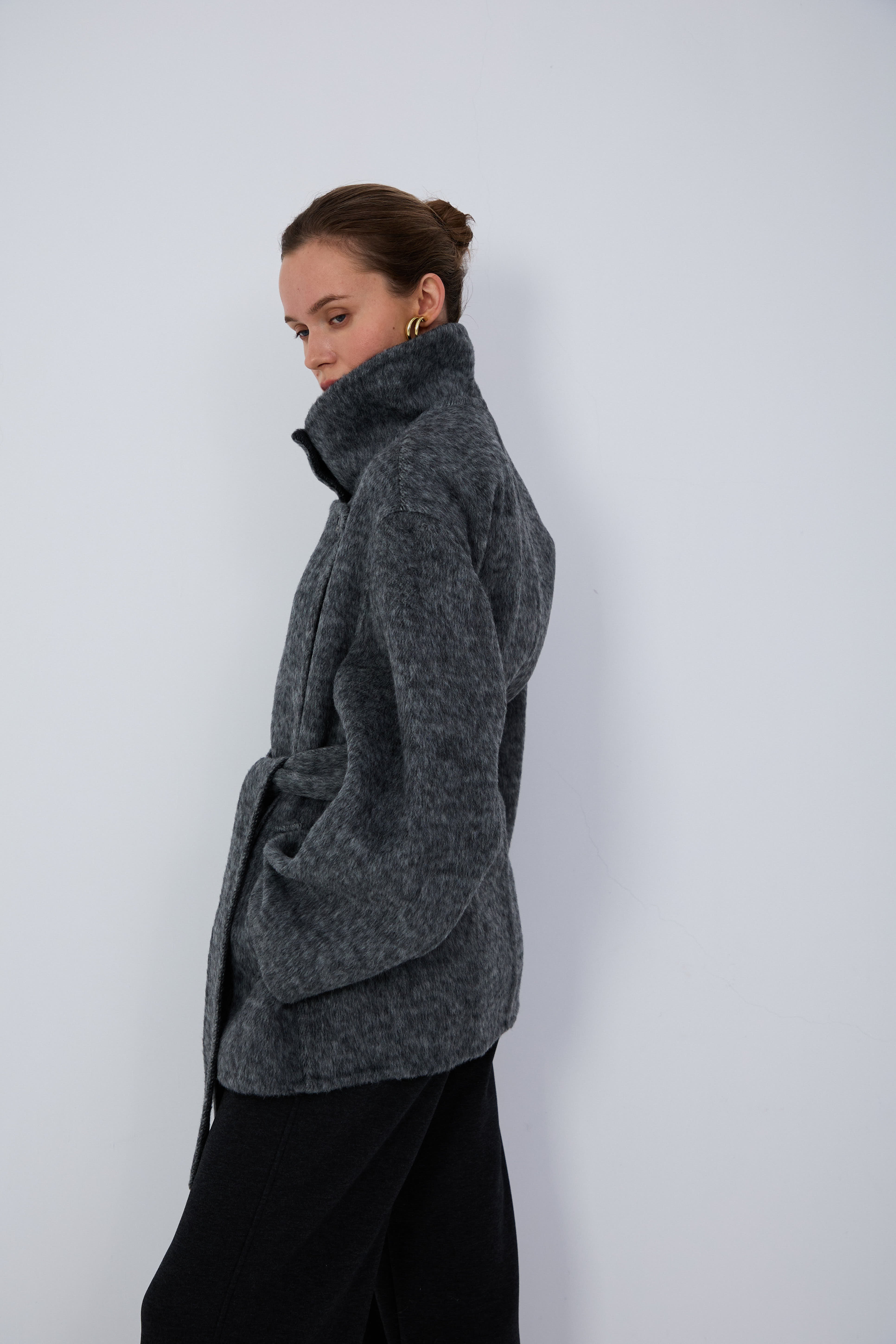 Eastern-inspired camel wool coat