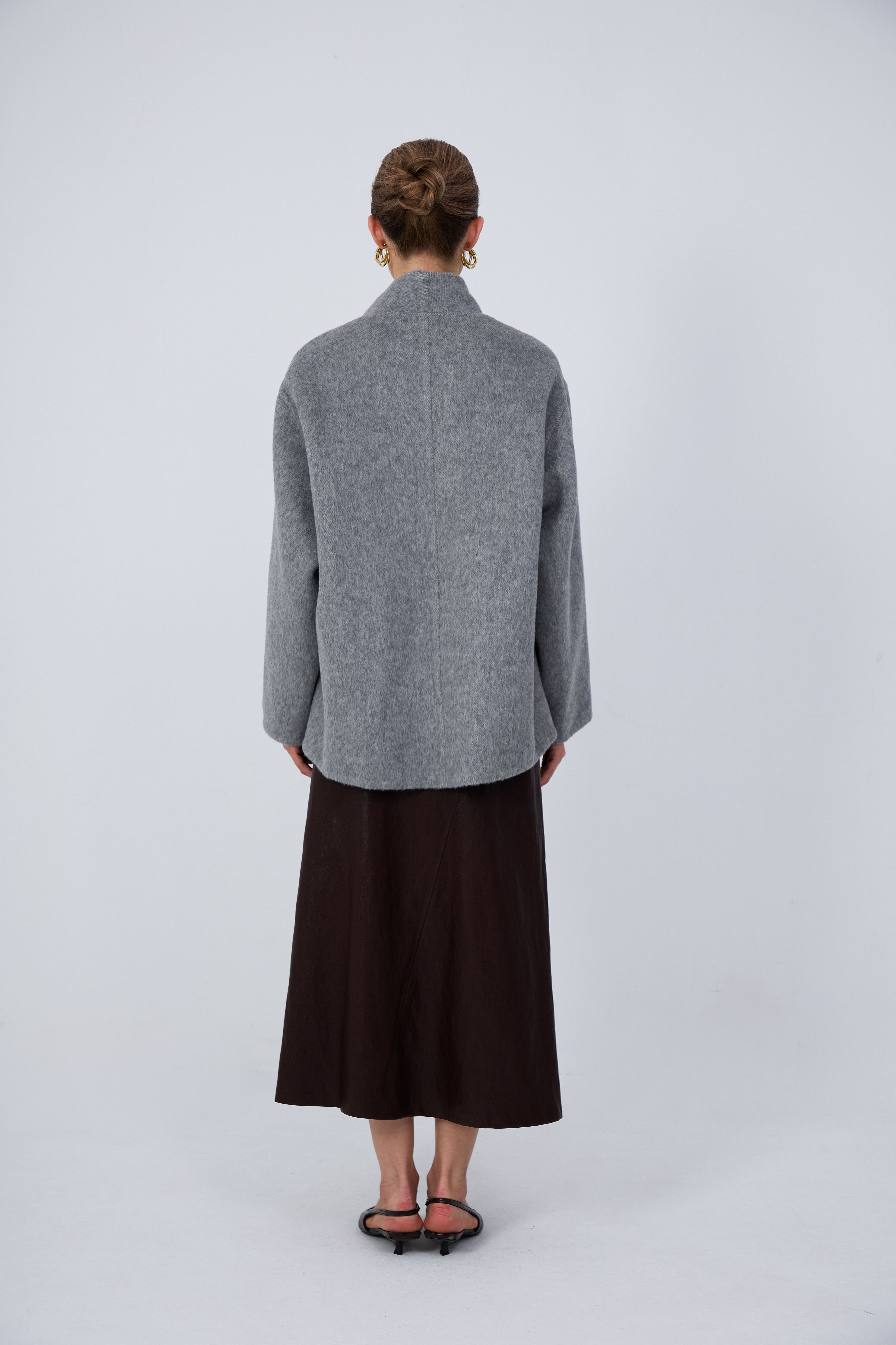 Women's Short Wool Coats With 737 Light Gray Blue