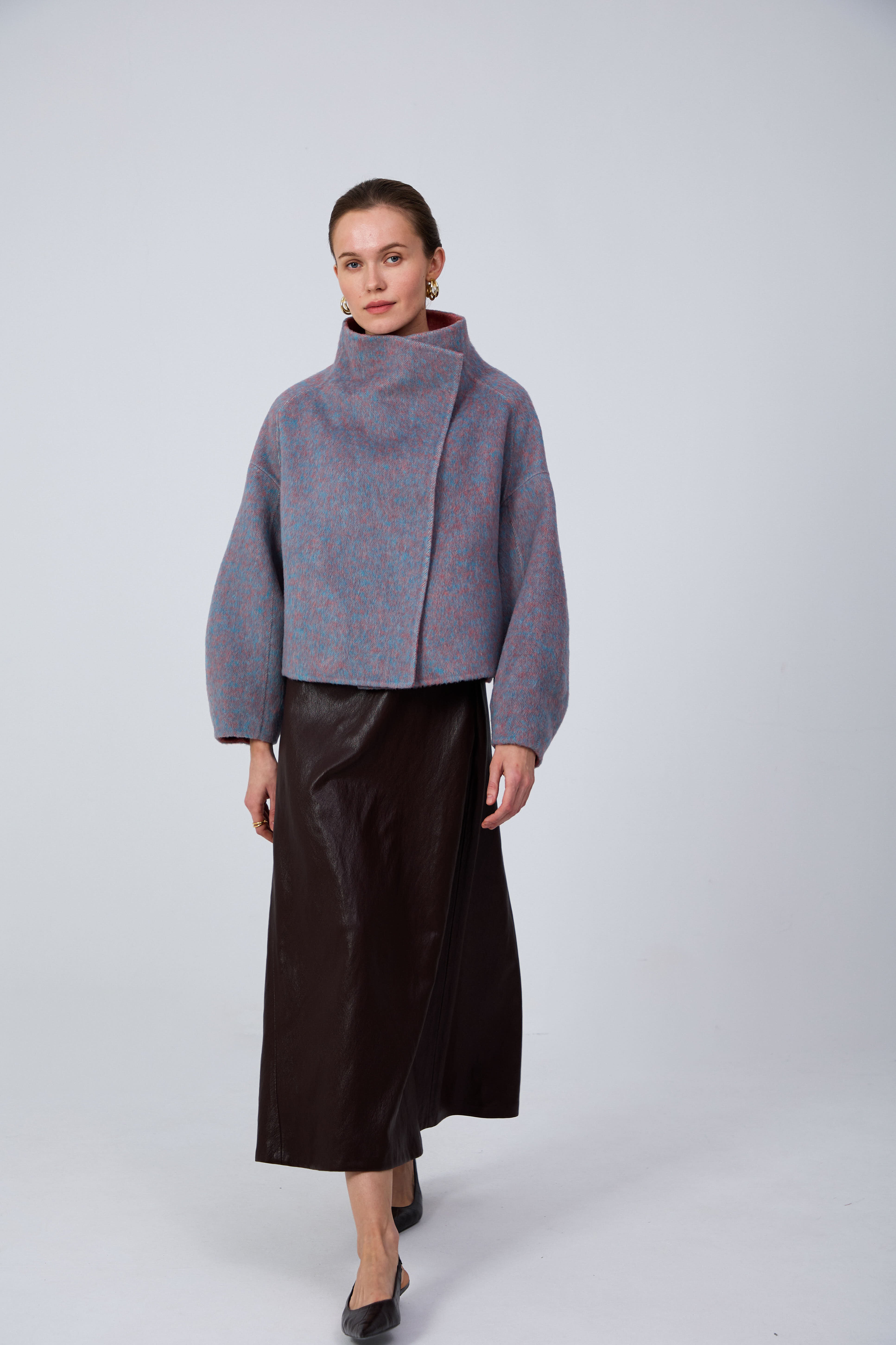Elegant Eastern motif belted wool coat