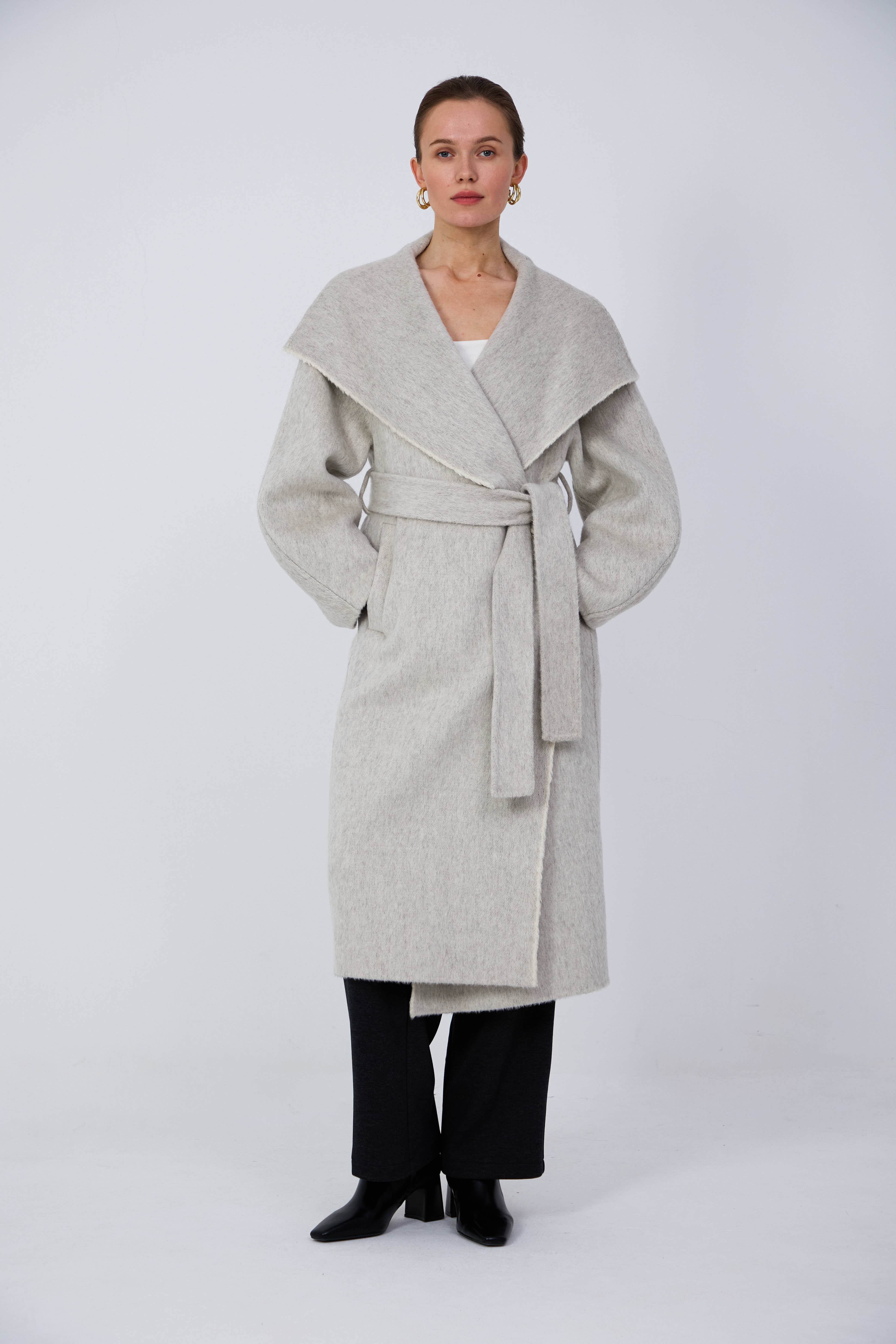 Women's Relaxed-Fit Wool Coats With 540200 Ink Wash White