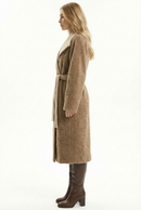 Women's Belted Wool Coats With 540200 Stone Camel Brown
