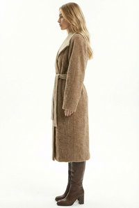 Women's Belted Wool Coats With 540200 Stone Camel Brown