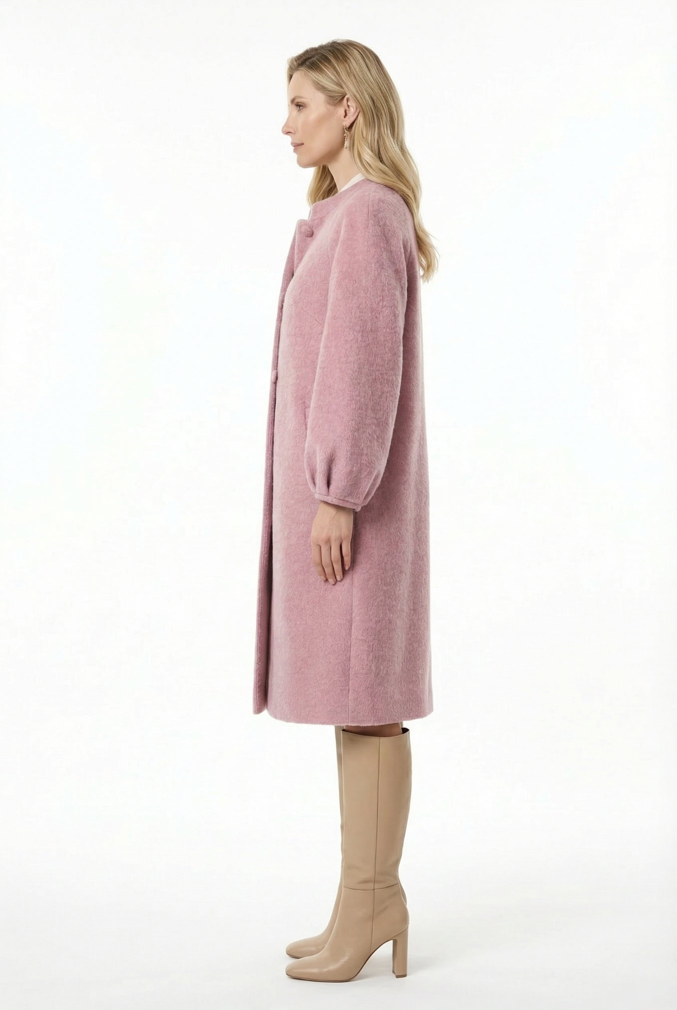 Women's Hand-Finished Wool Coats With 522 Lilac