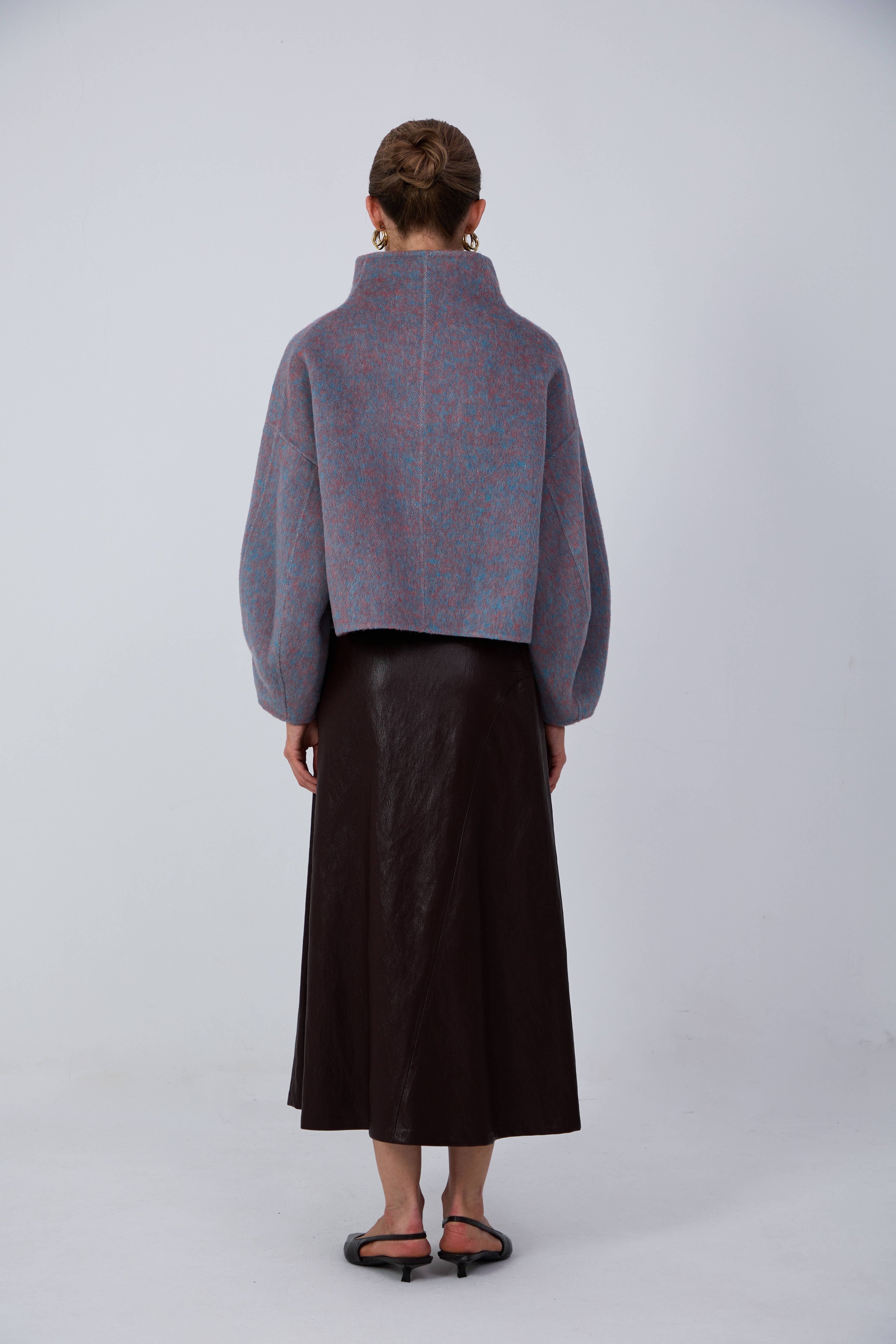 Women's Short Wool Coats With 6868 Turquoise Amber Red