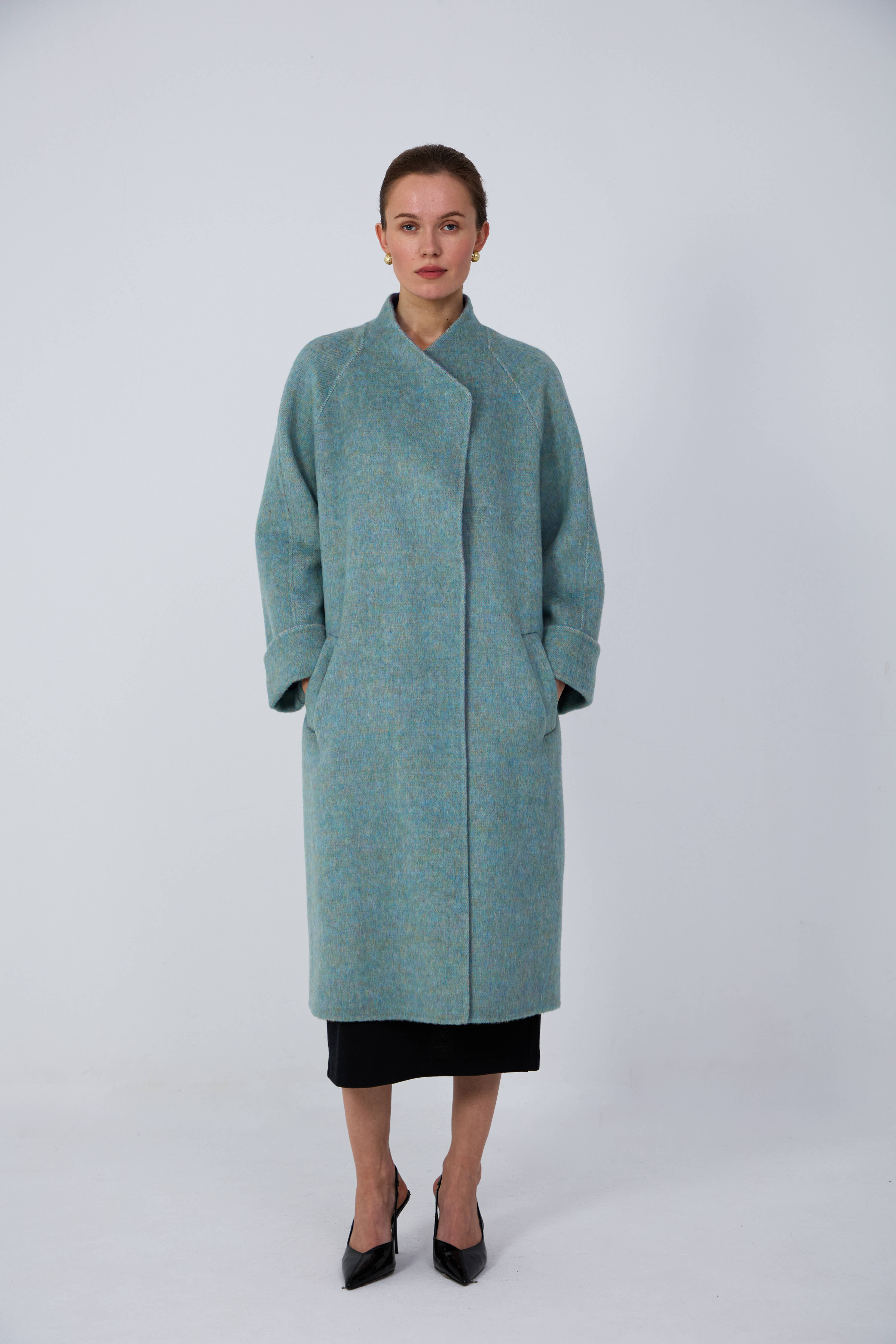 Women's Relaxed-Fit Wool Coats With QE707 Wisteria Purple