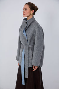 Modern minimalist Eastern-inspired wool coat