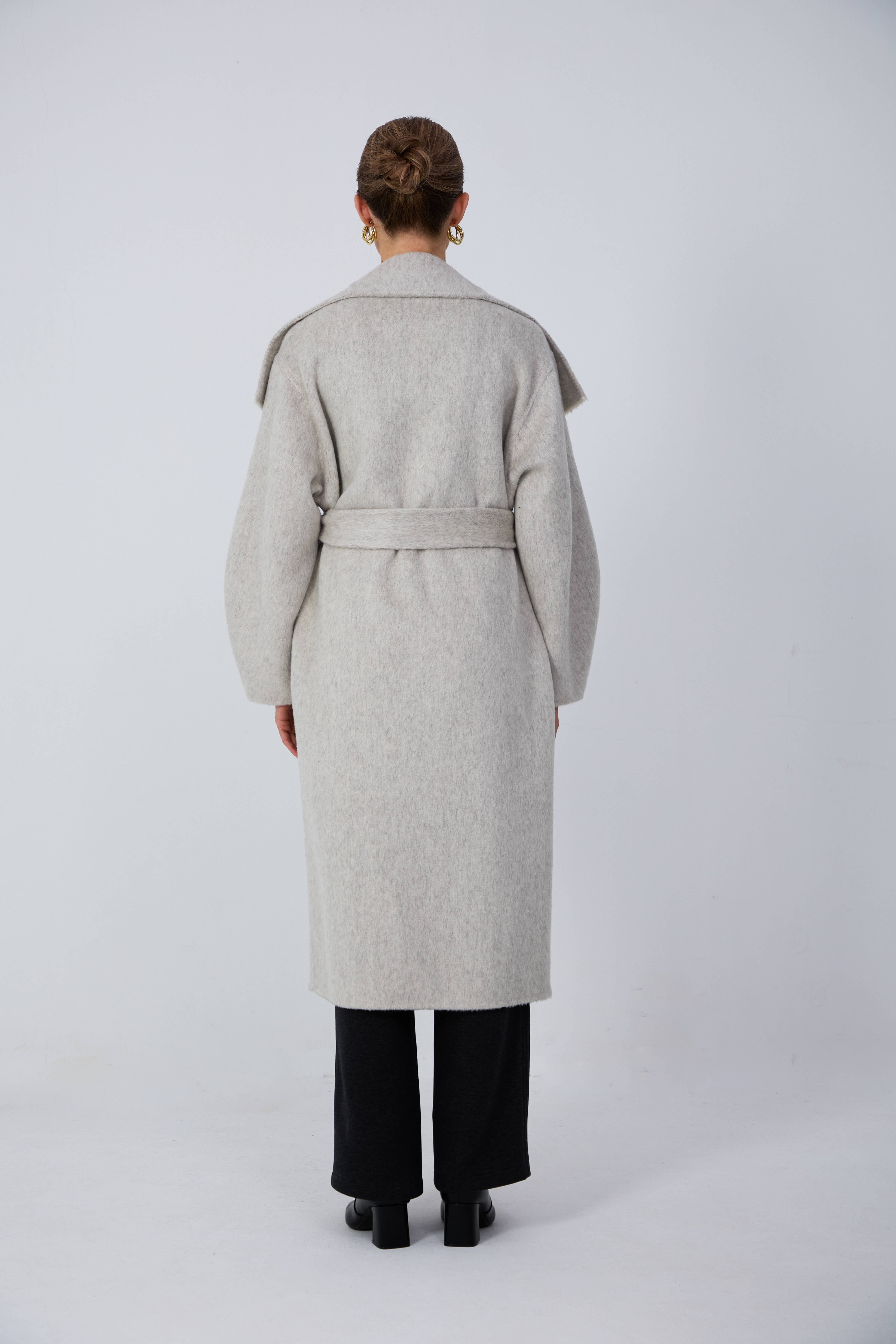Women's Long Wool Coats With 540200 Ink Wash White